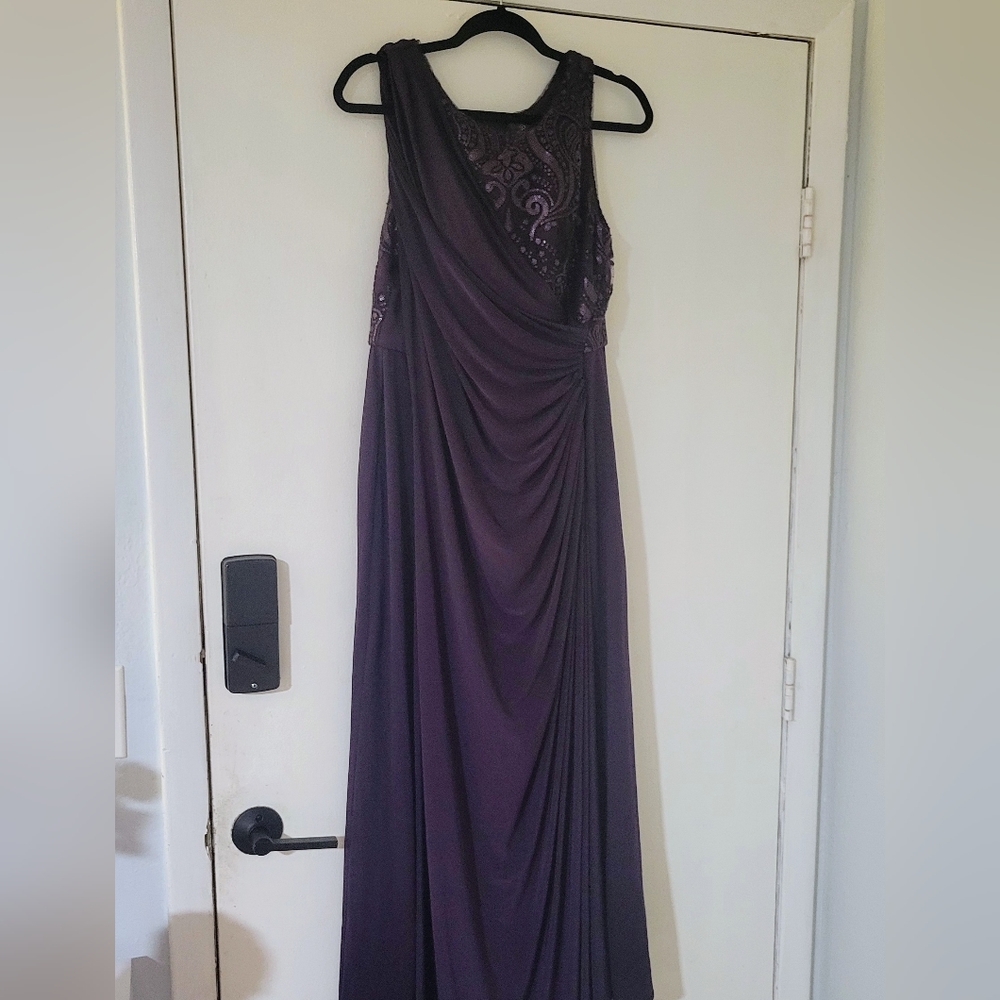 Adrianna Pappel purple gown with sequins
